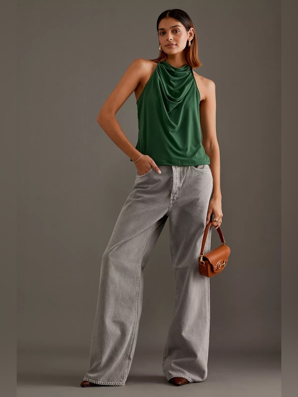 Anthropologie Cowl-Neck Draped Halter Top Size Medium